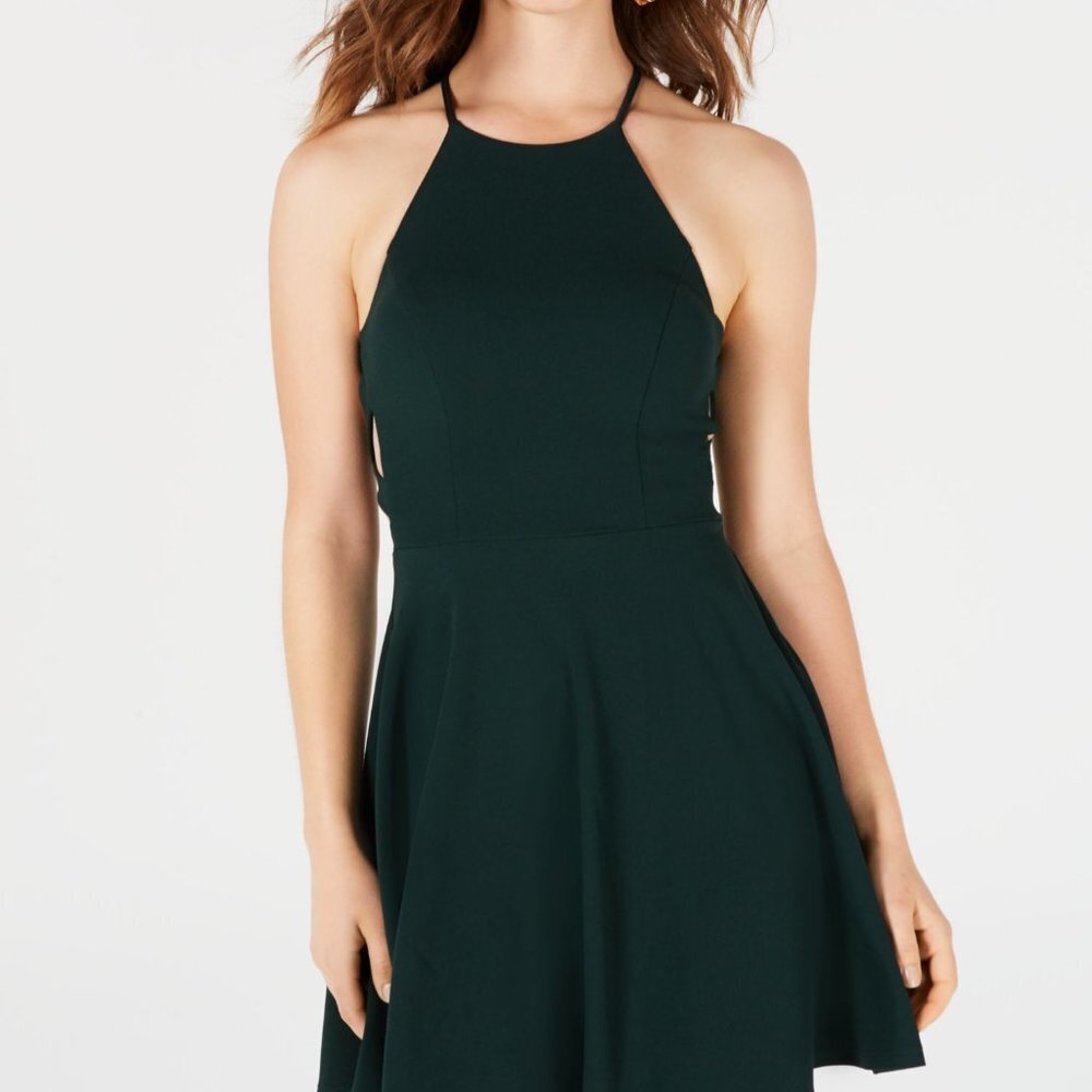B. Darlin Sleeveless Halter Mini Fit‎ & Flare Skater Dress Juniors Size 0